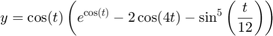 $$y = \cos(t) \left(e^{\cos(t)} - 2\cos(4t) - \sin^5\left({t \over
12}\right)\right)$$